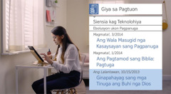 Eksena sa video nga “Magkalipay sa Paghimo sang Disipulo—Batuna ang Bulig ni Jehova—Gamita ang mga Research Tool.” Si Neeta nga nagagamit sang “Giya sa Pagtuon” para mangita sang impormasyon parte sa pagpanuga.