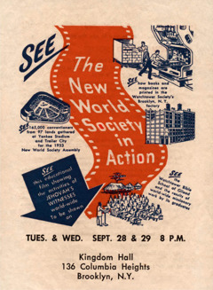 Αφίσα που διαφημίζει την ταινία «Η Κοινωνία του Νέου Κόσμου εν Δράσει».