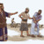 Цар Саул му дава знак со раката на еден израелски војник, кој држи меч, да не го погуби Агаг. Во позадина, друг војник тера стадо овци.