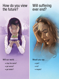 The tracts “How Do You View the Future?” and “Will Suffering Ever End?”