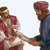 Król Jozjasz pokornie słucha sekretarza Szafana, który czyta ze zwoju.