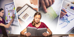 Κολάζ: Μια νεαρή αδελφή διαβάζει και μελετάει τη Γραφή. 1. Φτιάχνει ένα χρονοδιάγραμμα Βιβλικών χαρακτήρων σε έναν ασπροπίνακα. 2. Διαβάζει στο jw.org την έκδοση μελέτης της “Μετάφρασης Νέου Κόσμου”. 3. Συμβουλεύεται έναν χάρτη των Βιβλικών χωρών. 4. Ζωγραφίζει ένα σκίτσο του αρχιερέα και γράφει το όνομα του κάθε μέρους των ρούχων του.