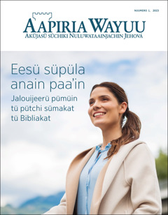 «Aapiria Wayuu» nuum. 1 2023, tü makalü anülia «Eesü süpüla anain paaʼin. Jalouijeerü pümüin tü pütchi sümakat tü Bibliakat».