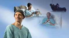 סדרת תמונות:‏ אח מתמודד עם רגשות שליליים במהלך מחלתו.‏ 1.‏ הוא יושב על מיטת בית חולים ומשעין את ראשו על ידו.‏ 2.‏ הוא מתפלל.‏ 3.‏ הוא קורא במקרא.‏ 4.‏ הוא מחייך.‏