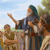 Moses teaching the Israelites the words of a song of praise to Jehovah.