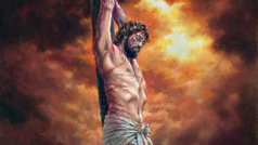 عیسی بر تیر شکنجه میخکوب شده است.‏