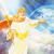 Jesus in heaven gesturing toward the earth as he looks to Jehovah for guidance.