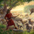 Młody Dawid, przyszły król izraelski, stoi gotowy do obrony owiec atakowanych przez niedźwiedzia.