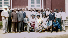 Louis and Angèle posing for a photo with a group of circuit overseers and their wives from Cameroon.