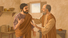 O apóstolo Paulo e Apolo conversam alegremente.