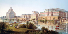 Hình minh họa về những tòa nhà và những công trình kỷ niệm của thành Ni-ni-ve xưa.