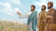 عیسی دو نفر از شاگردانش را به موعظه می‌فرستد.‏