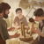 Tiago, ainda criança, observa José treinando Jesus no trabalho de carpintaria.