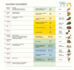 Chati yoonetsa kalenda yaciheberi yokhala na miyezi, zikondwelelo, nyengo, ndiponso mbewu.