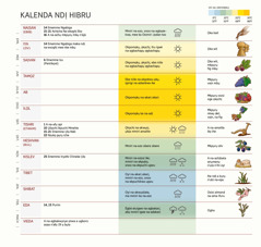 Chaatị na-egosi ọnwa ndị Juu, ememme ha, otú ihu ígwé ha na-adị, na mkpụrụ osisi ndị ha nwere na oge ha ji adị.