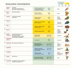 Itjhadi lekhalenda yamaHebheru iveza iinyanga, iminyanya nokugidingwa kwayo, ubujamo bezulu neentjalo.