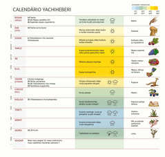 Bokosi ya yowonesa calendário ya Aheberi yomwe inaminyezi, ntsiku za vikondwerero, temperatura na vinango.