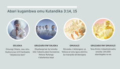 Ekishushani: “Abari kugambwa omu Kutandika 3:14, 15.” 1. Ekijoka: Ecahangirwe c’omwika ari co Sitane. 2. Oruzaro rw’enjoka: Ebyahangirwe by’omwika bibi. 3. Omukazi: Ba marayika ab’abesigwa. 4. Oruzaro rw’omukazi: Yesu Kristo n’abashukirweho omwika abaritegeka na we omu iguru. Ebishushani ebyagambwa omuri paragurafu ya 4, 5, 7, na 8.