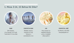 Kolaj: “1. Mûsa 3:14, 15 behsa kê dike?” 1. Mar: Îblîs, wek melekekî xerab xuya dike. 2. Zuriyeta mar: Melekên xerab. 3. Jin: Melekên dilsoz. 4. Zuriyeta jinê: Îsa Mesîh û hempadîşahên wî li ezmanan. Ev sehne li paragrafên 4, 5, 7 û 8an tên dubarekirin.