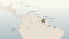 Mapa oWamerika ooSuli ni Karayiba, yoonihaga mburo ddibila Daniel van Marl aviriliyemo: Kurasawu, Suriname, mwihinjhe woTapanahoni, Godo Holo, ni murudda wo Granbori.