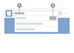 Sel search feature er a “Watchtower ONLINE LIBRARY.” Label A olecholt er a tekoi el em type er ngii er a search baks. Label B olecholt er a tekoi el “Topic” el chemolt er bita er a tekoi el blem search er ngii.