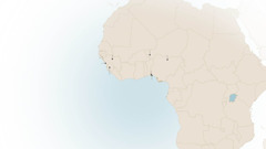 Eine Karte von Westafrika mit Orten, wo Israel Itajobi lebte und predigte: Conakry (Guinea); Sierra Leone; Niamey (Niger); Kano, Orisunbare und Lagos (Nigeria).