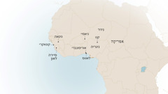 מפה של מערב אפריקה שמראה את המקומות שבהם יזראל איטג׳ובי התגורר ושירת:‏ קונאקרי,‏ גינאה;‏ סיירה לאון;‏ ניאמיי,‏ ניז׳ר;‏ קנו,‏ אוריסונברי ולאגוס,‏ ניגריה.‏
