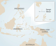 Indonesia ane paalonne naŋ ŋmaa gyeeroo map la. Foto bile kaŋa la bebe a wulo Sangir Besar teŋɛ na koɔ̃ naŋ ŋmaa gyeeroo na.