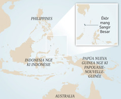 Mapa ye Indonesia ye mesi me ne ñe minfeng. Moan nkaalé a lere moan ékôr mang Sangir Besar.
