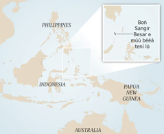 Máàp Indonesia nè gbò dó ea bééá tení ló. Ńkem̀ fòtó ea zógè kĩée Boǹ Sangir Besar e múú bééá tení ló dì.