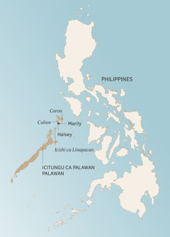 Mapu ya Citungu ca Palawan, mu calo ca Philippines, Ilenga incende shimo uko ba Angelito no lupwa lwabo babombeele: Coron, Culion, Halsey, Marily, ne Cishi ca Linapacan.