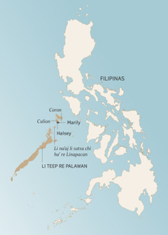 Reetalil li tenamit re li teep re Palawan (Filipinas) li naxkʼutbʼesi bʼar xeʼkʼanjelak laj Angelito ut li xjunkabʼal: Coron, Culion, Halsey, Marily ut li naʼaj li sutsu chi haʼ re Linapacan.