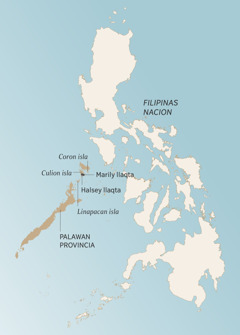 Kay mapapim rikuchkanchik Filipinas nacionpi Palawan provinciapi Angelitowan familian Diospi maykunapi servisqankuta, chaykunam: Coron isla, Culion isla, Halsey llaqta, Marily llaqta hinaspa Linapacan isla.