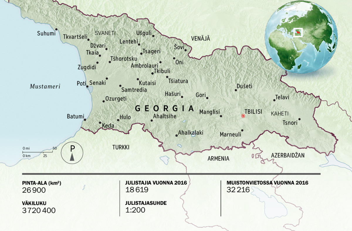 Georgia lyhyesti – uskonnot, maa, väestö