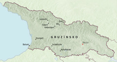 Mapa Gruzínska s miestami, kam boli na päť mesiacov poslaní priekopníci