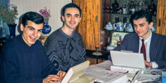 Leri Mirzashvili, Paata Morbedadze, and Levani Kopaliani work in the Tbilisi translation office in 1993