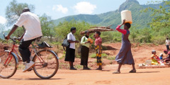 Jehovah’s Witnesses preaching to passersby near the Mbololo hills in southeast Kenya