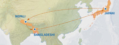 Nunap assingani Japanimiit Nepalimut, Bangladeshimut utimullu aqqut