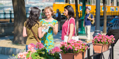 Publicadores pregando na Praça Vigadó na cidade de Budapeste, Hungria