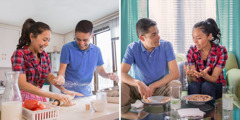 A husband works with his wife in the kitchen and later listens as she expresses her feelings