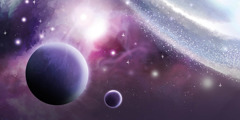 宇宙空間に浮かぶ惑星と恒星
