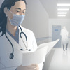 یک پزشک متخصص در راهرو بیمارستان در حال خواندن نسخه‌ای چاپ شده از مقاله‌های آنلاین شاهدان یَهُوَه