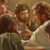 Jezus s svojimi zvestimi apostoli vpelje Gospodovo večerjo.