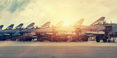 A line of military jets.