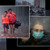Bilder: Einige verheerende Folgen katastrophaler Ereignisse. 1. Eine Frau und ein Kind auf einer überfluteten Straße. 2. Trümmer eines eingestürzten Gebäudes. 3. Eine Frau mit Maske sieht aus dem Fenster.