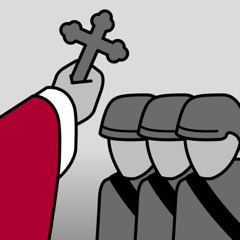 Setšoantšo sa letsoho la moetapele oa bolumeli le tšoereng sefapano a hlohonolofatsa lebotho la sesole.