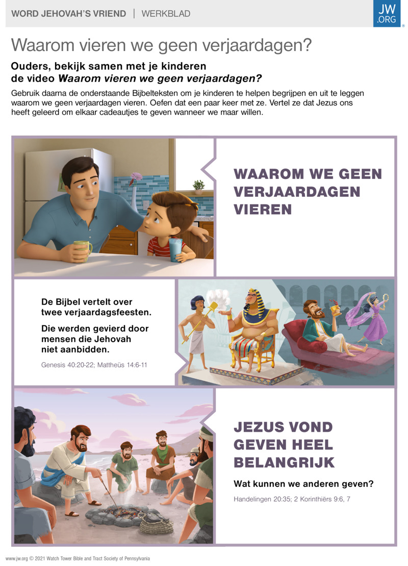 Waarom Vieren We Geen Verjaardagen Jw Org Werkbladen Voor Kinderen