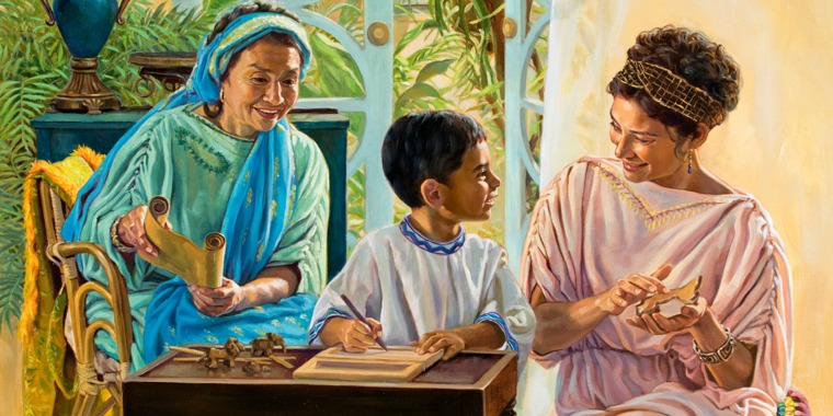 Lois and Eunice teaching young Timothy