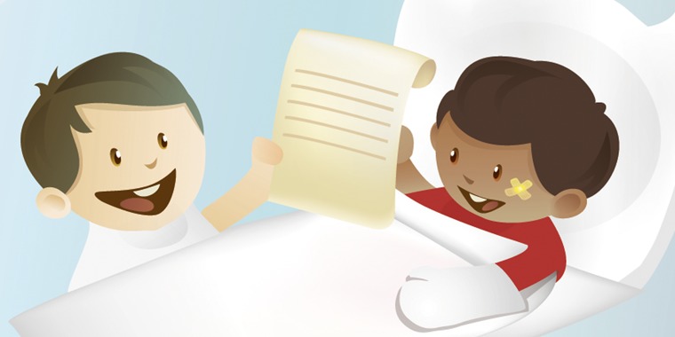 1. A boy writing a letter; 2. A boy talking on the phone