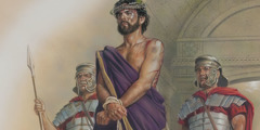 Jesus bevakas av soldater